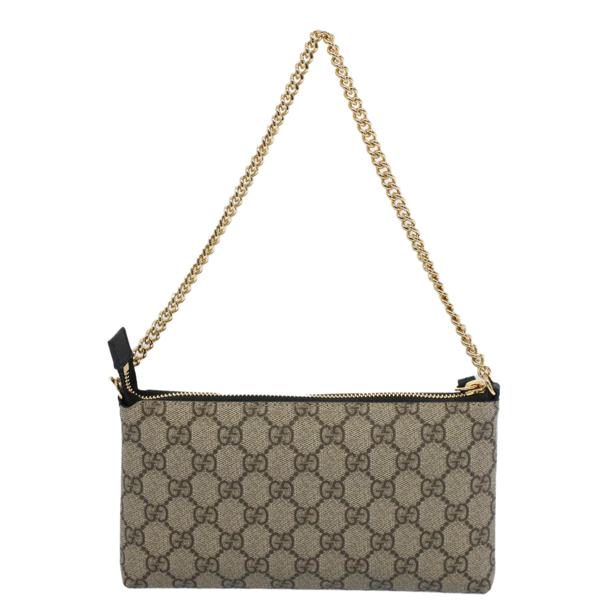 GUCCI GG Canvas Chain Accessory Pouch PVC Leather Beige 428449 yk8408