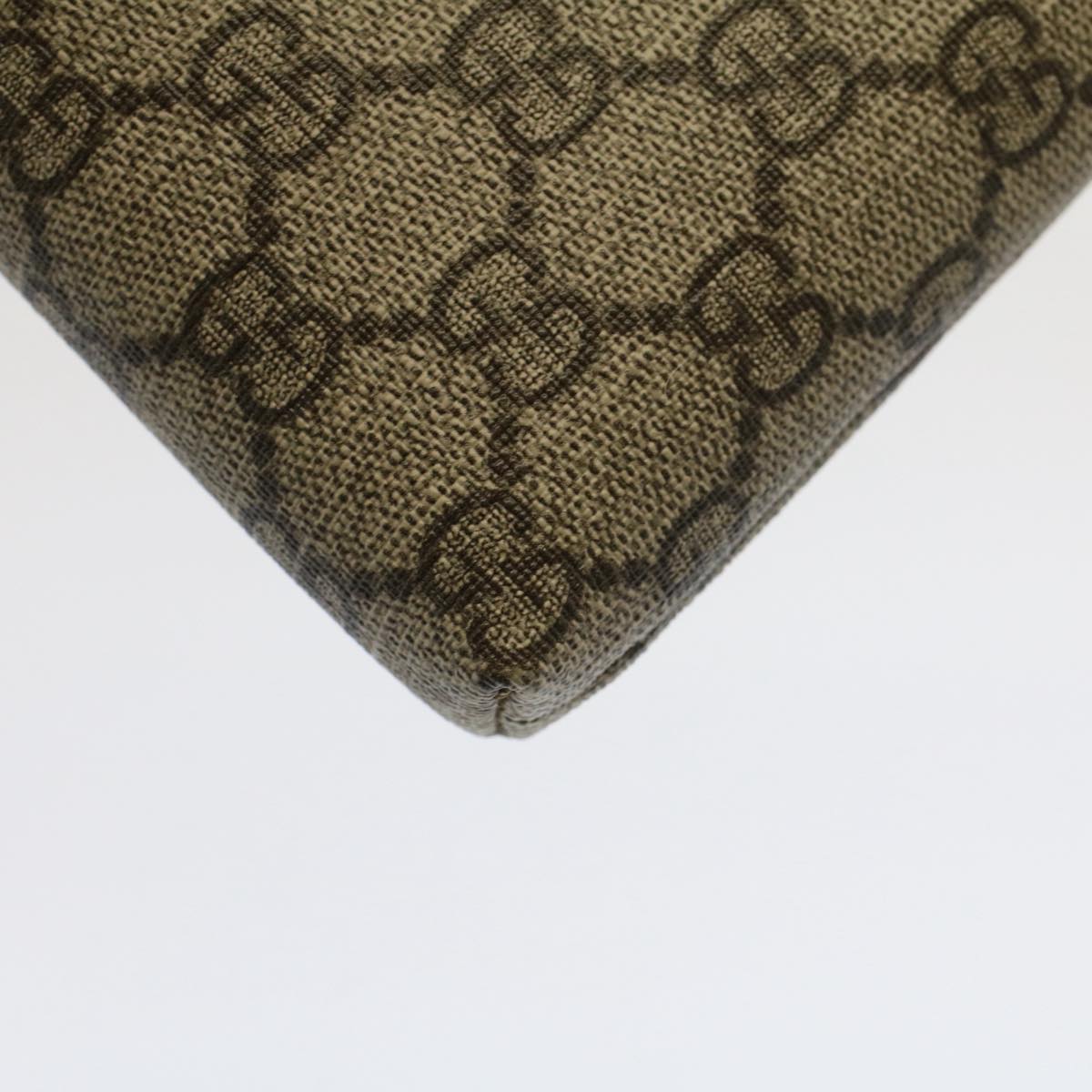 GUCCI GG Canvas Chain Accessory Pouch PVC Leather Beige 428449 yk8408