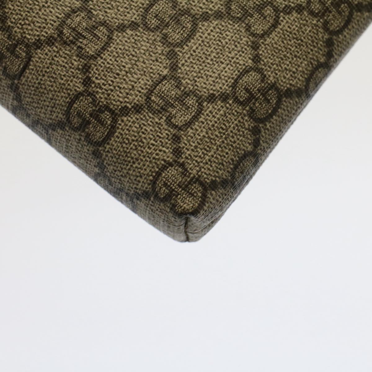 GUCCI GG Canvas Chain Accessory Pouch PVC Leather Beige 428449 yk8408