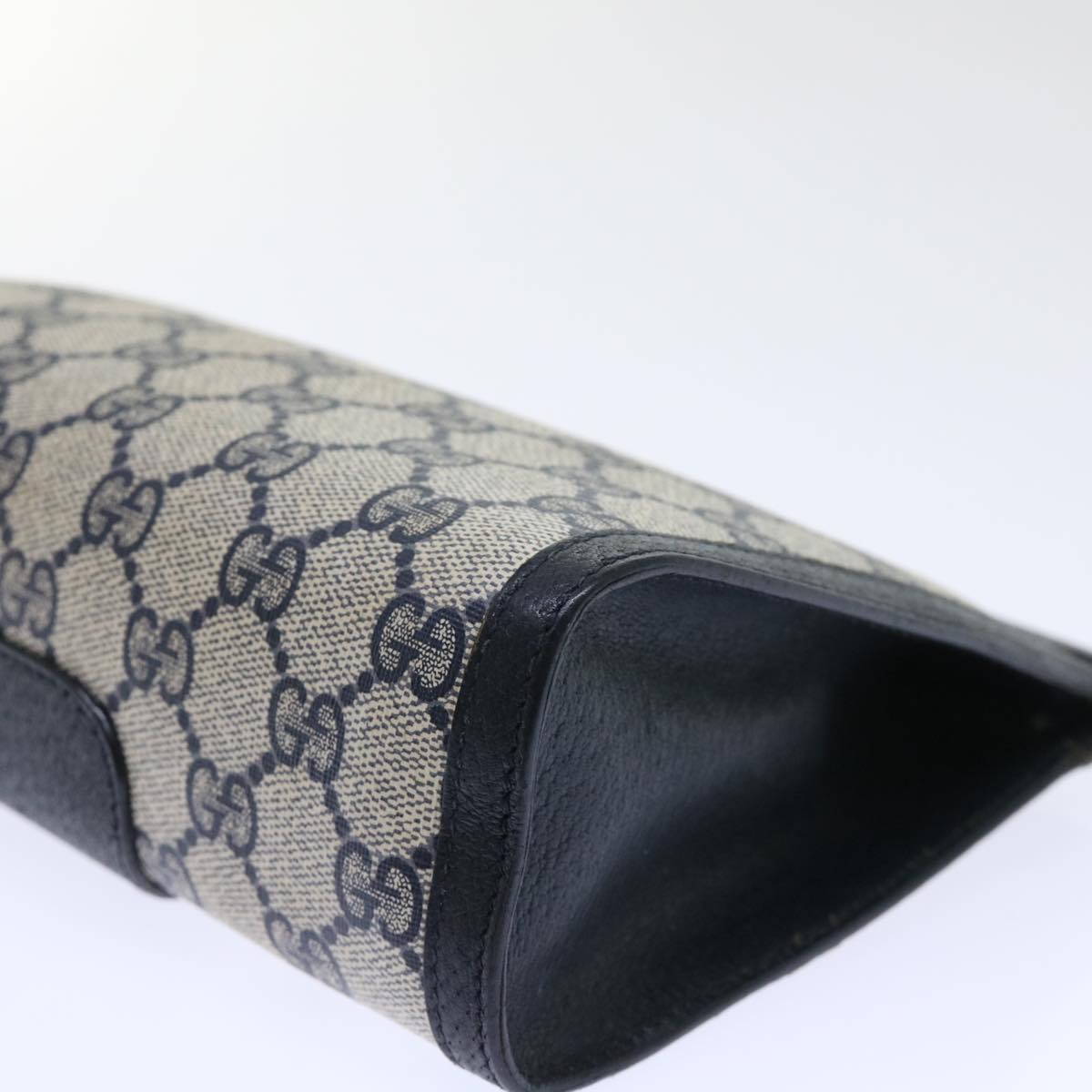 GUCCI GG Canvas Sherry Line Clutch Bag Gray Red Navy 89 01 032 yk8409
