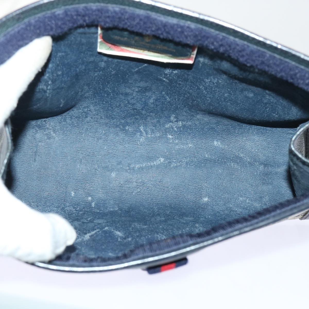 GUCCI GG Canvas Sherry Line Clutch Bag Gray Red Navy 89 01 032 yk8409