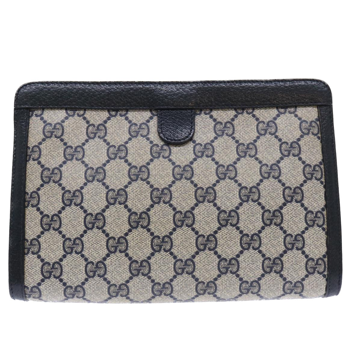GUCCI GG Canvas Sherry Line Clutch Bag Gray Red Navy 89 01 032 yk8409