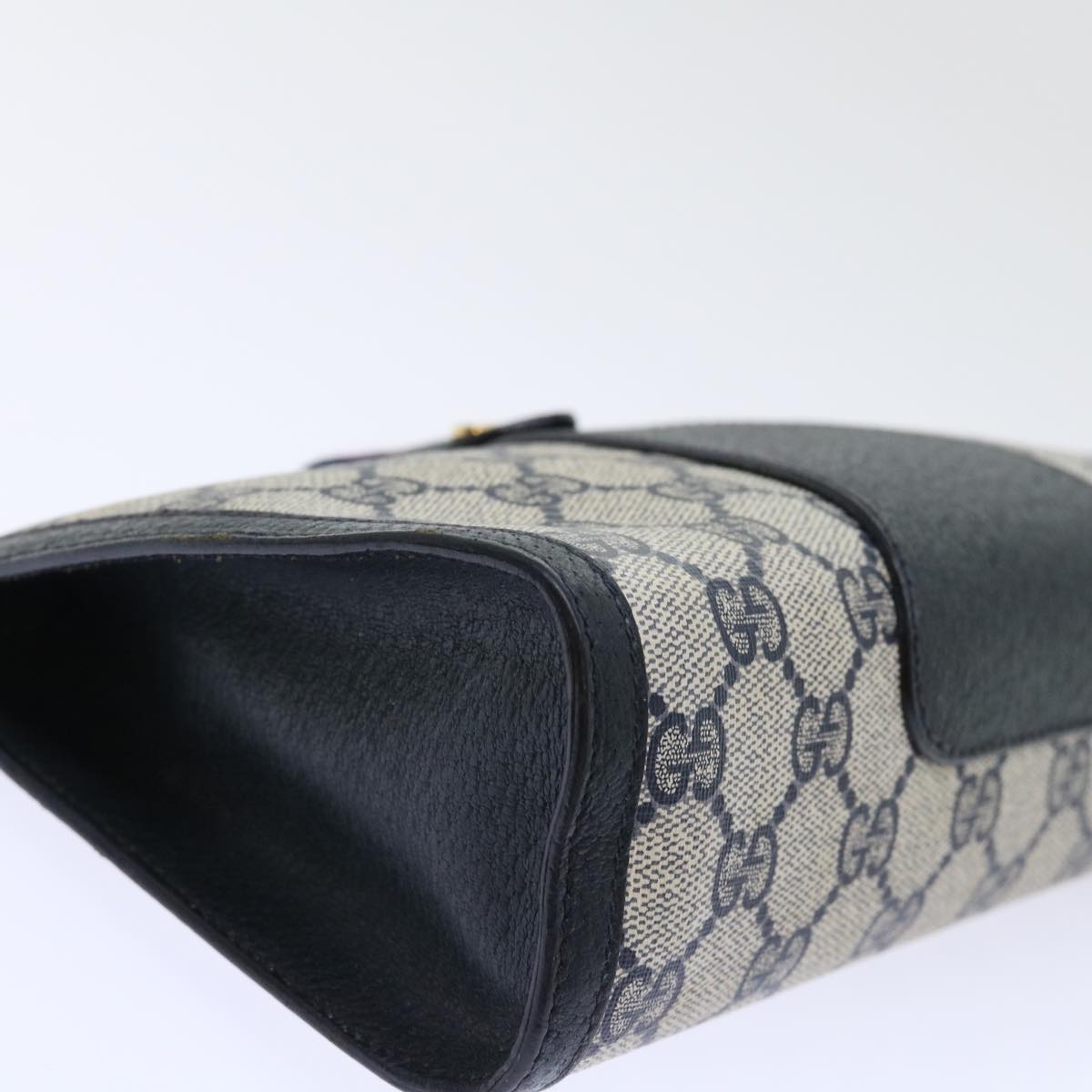 GUCCI GG Canvas Sherry Line Clutch Bag Gray Red Navy 89 01 032 yk8409