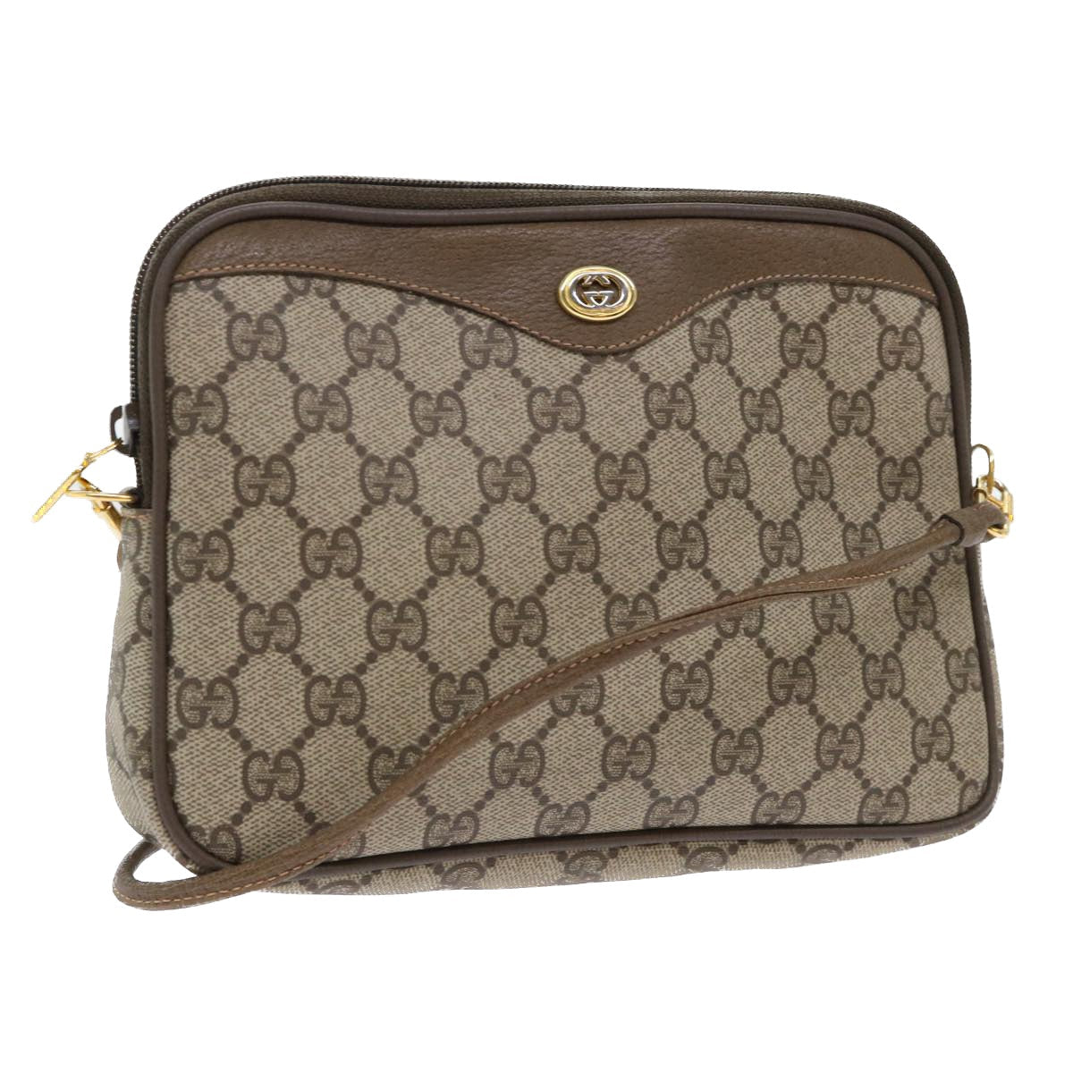 GUCCI GG Canvas Shoulder Bag PVC Leather Beige 97 02 068 yk8411