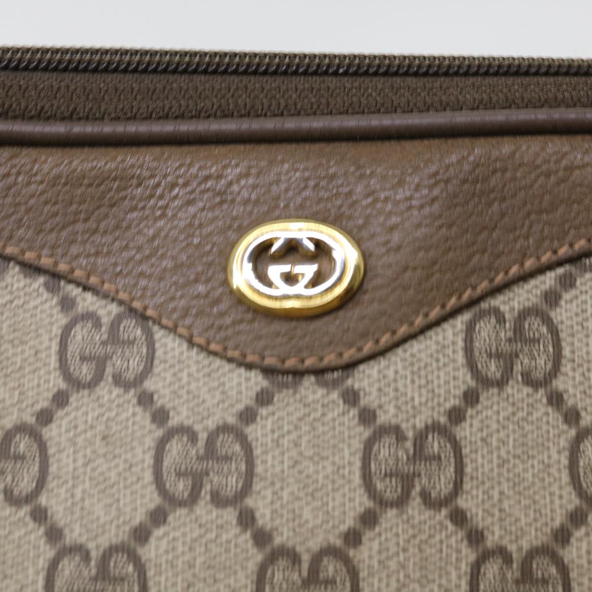 GUCCI GG Canvas Shoulder Bag PVC Leather Beige 97 02 068 yk8411