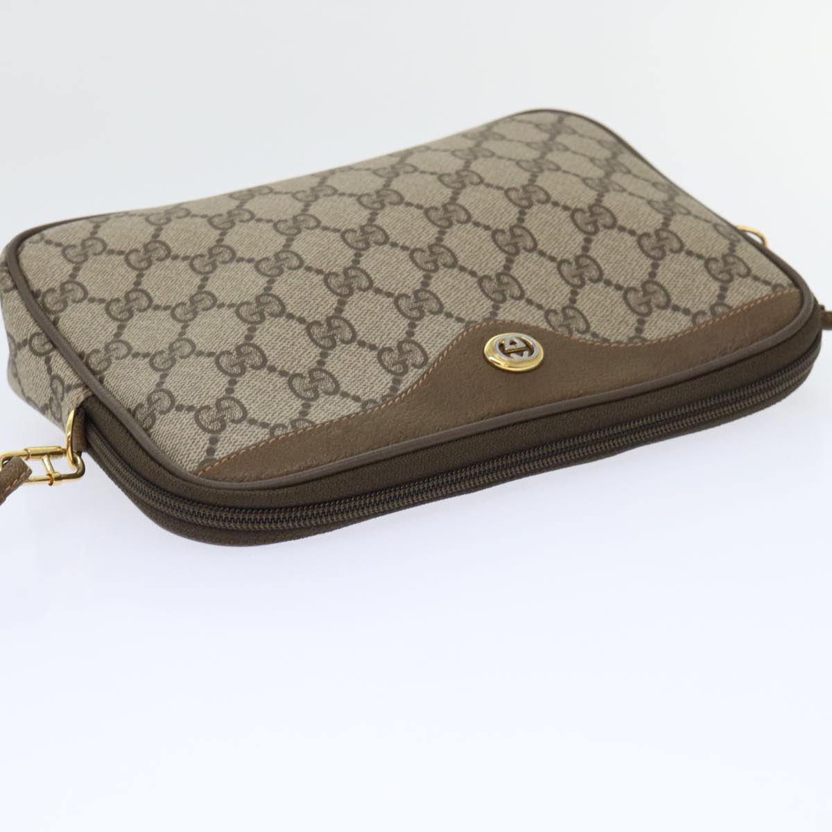 GUCCI GG Canvas Shoulder Bag PVC Leather Beige 97 02 068 yk8411