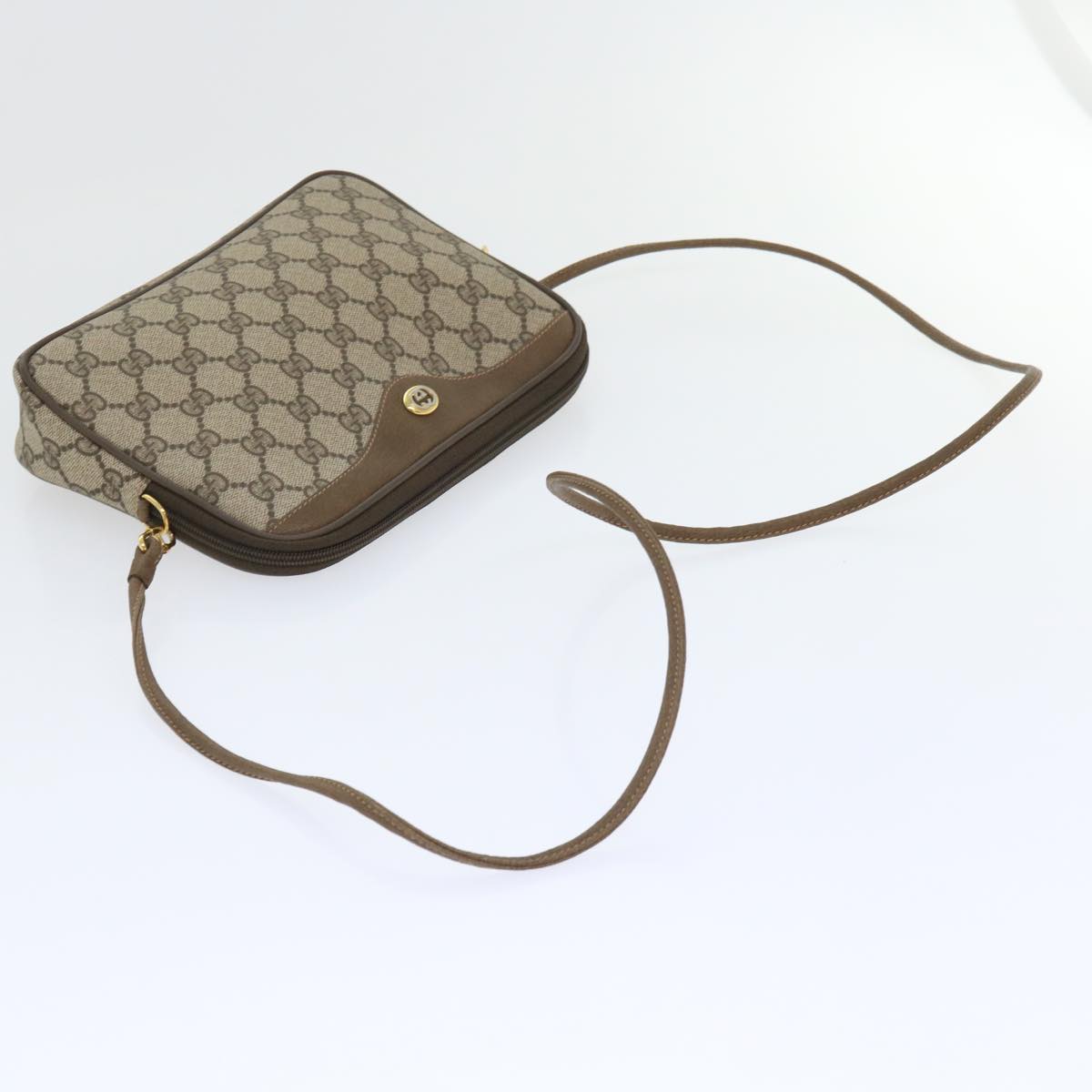 GUCCI GG Canvas Shoulder Bag PVC Leather Beige 97 02 068 yk8411