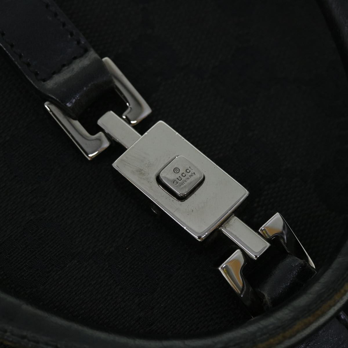 GUCCI GG Canvas Jackie Hand Bag Black yk8412