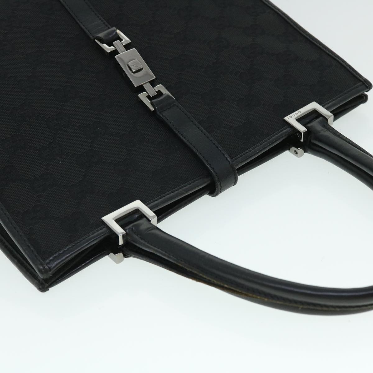 GUCCI GG Canvas Jackie Hand Bag Black yk8412