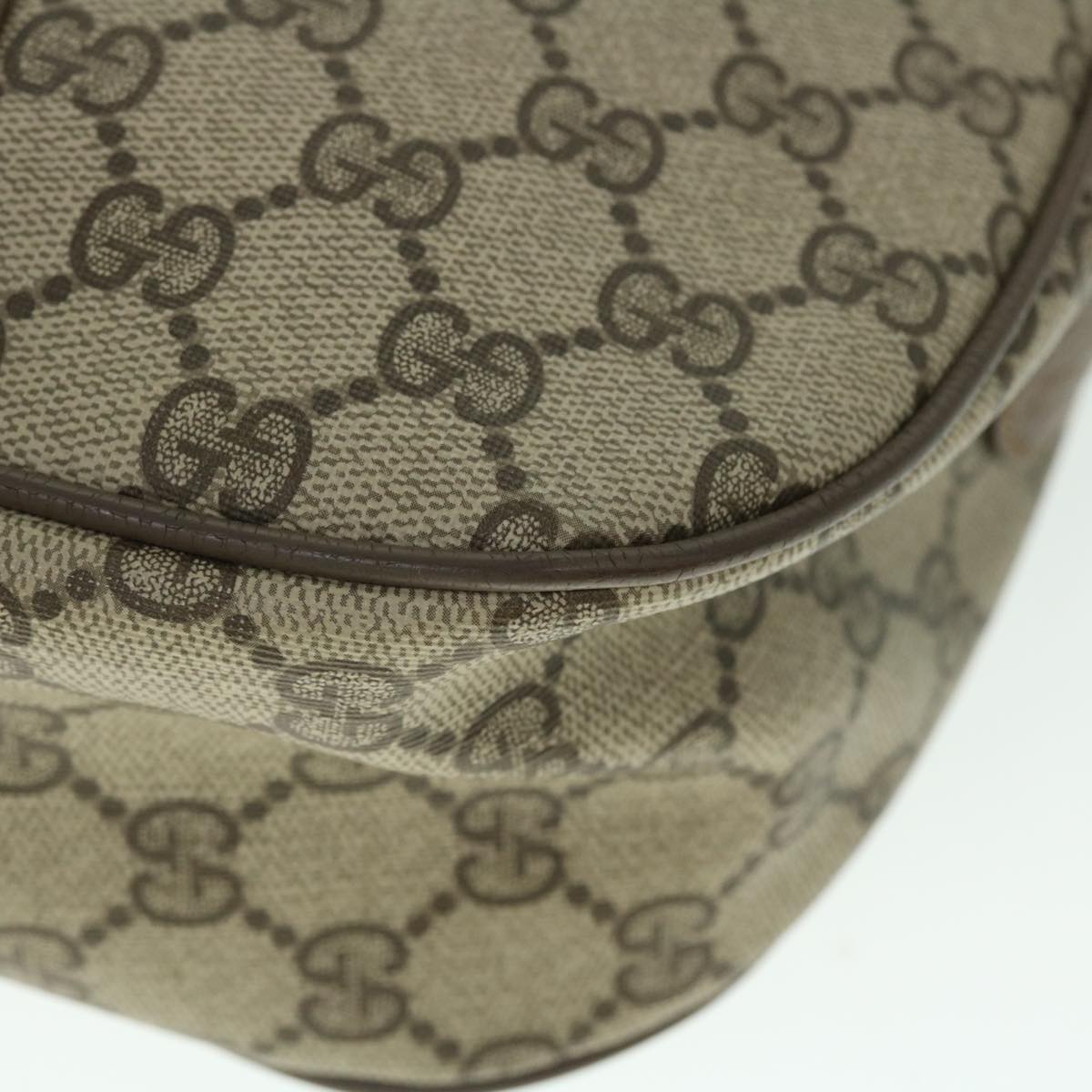 GUCCI GG Canvas Web Sherry Line Shoulder Bag PVC Leather Beige Green yk8413