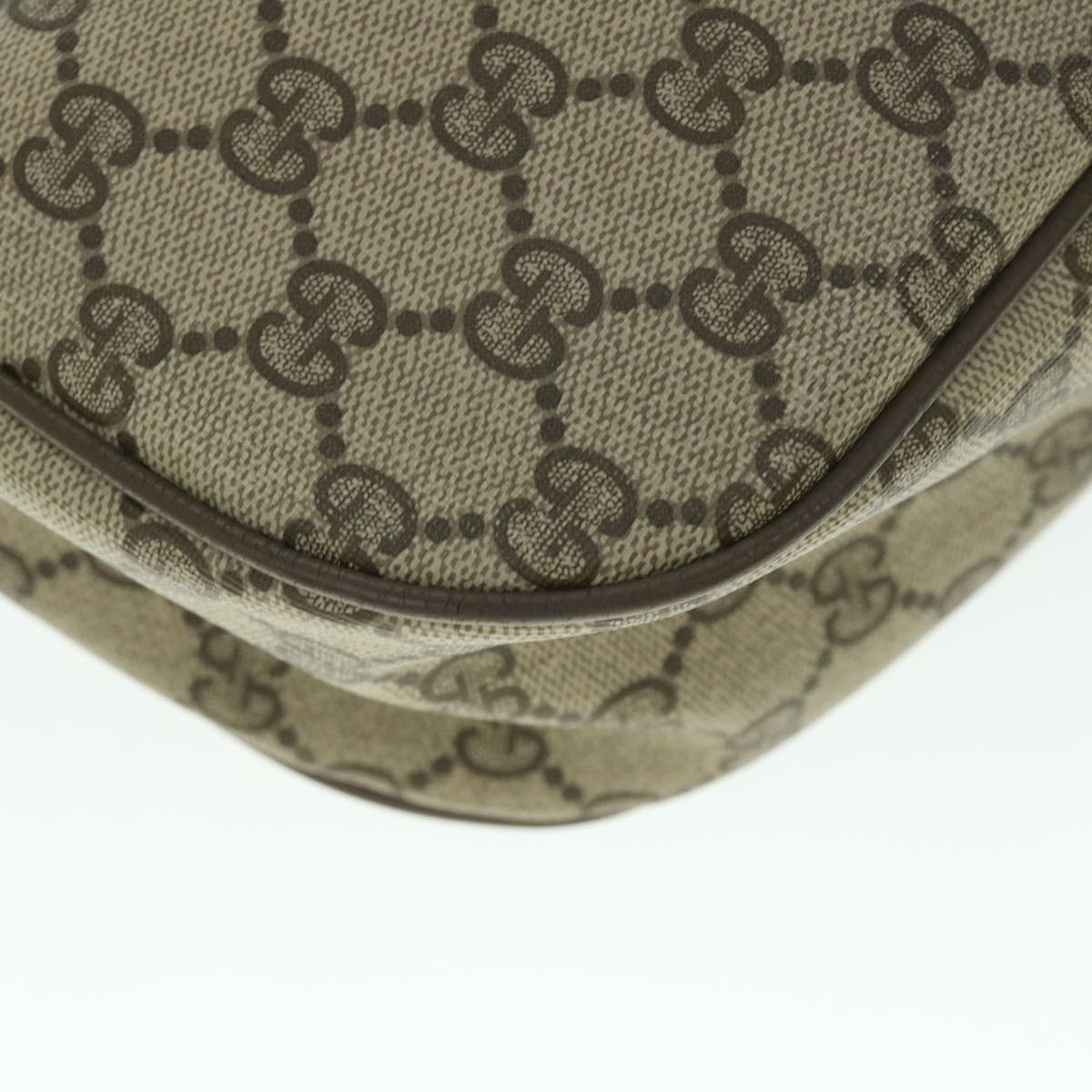 GUCCI GG Canvas Web Sherry Line Shoulder Bag PVC Leather Beige Green yk8413