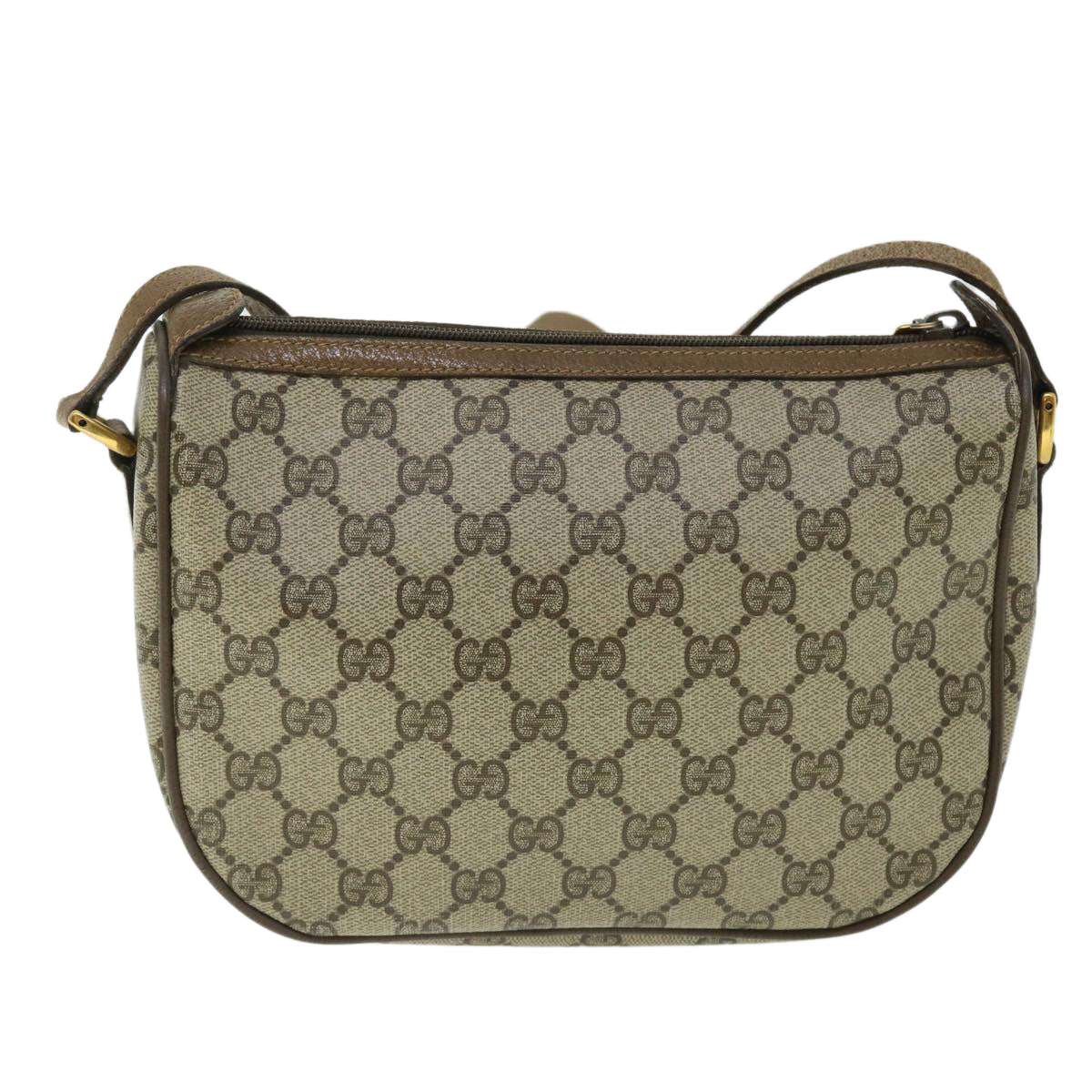 GUCCI GG Canvas Web Sherry Line Shoulder Bag PVC Leather Beige Green yk8413