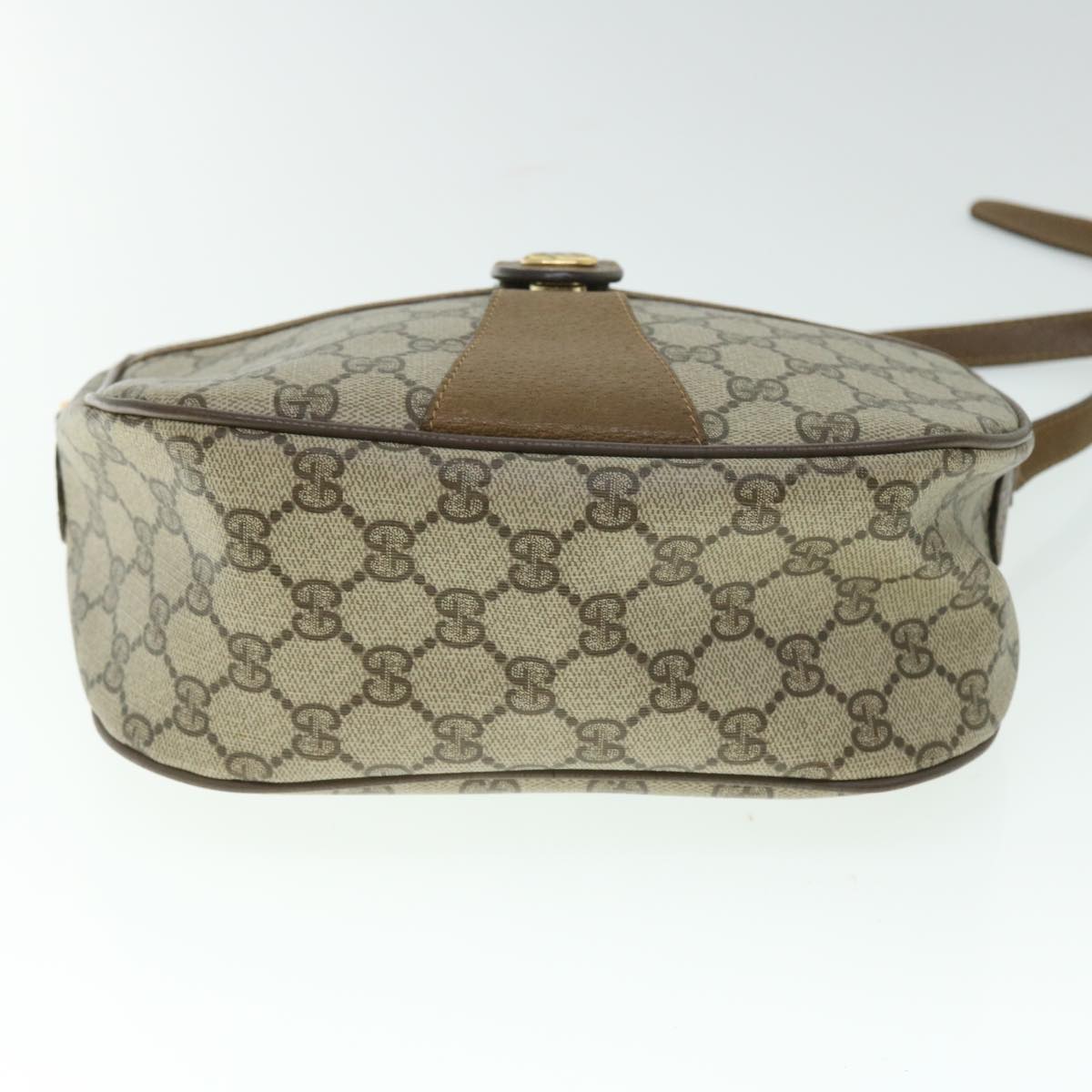 GUCCI GG Canvas Web Sherry Line Shoulder Bag PVC Leather Beige Green yk8413
