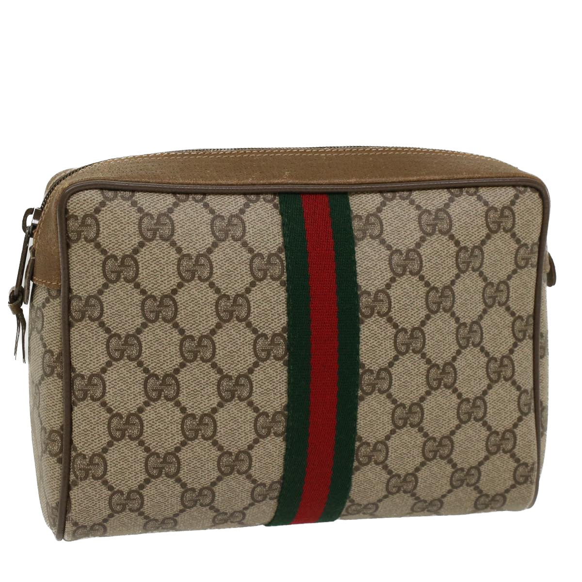 GUCCI GG Canvas Web Sherry Line Clutch Bag Beige Red Green 89 01 012 yk8427