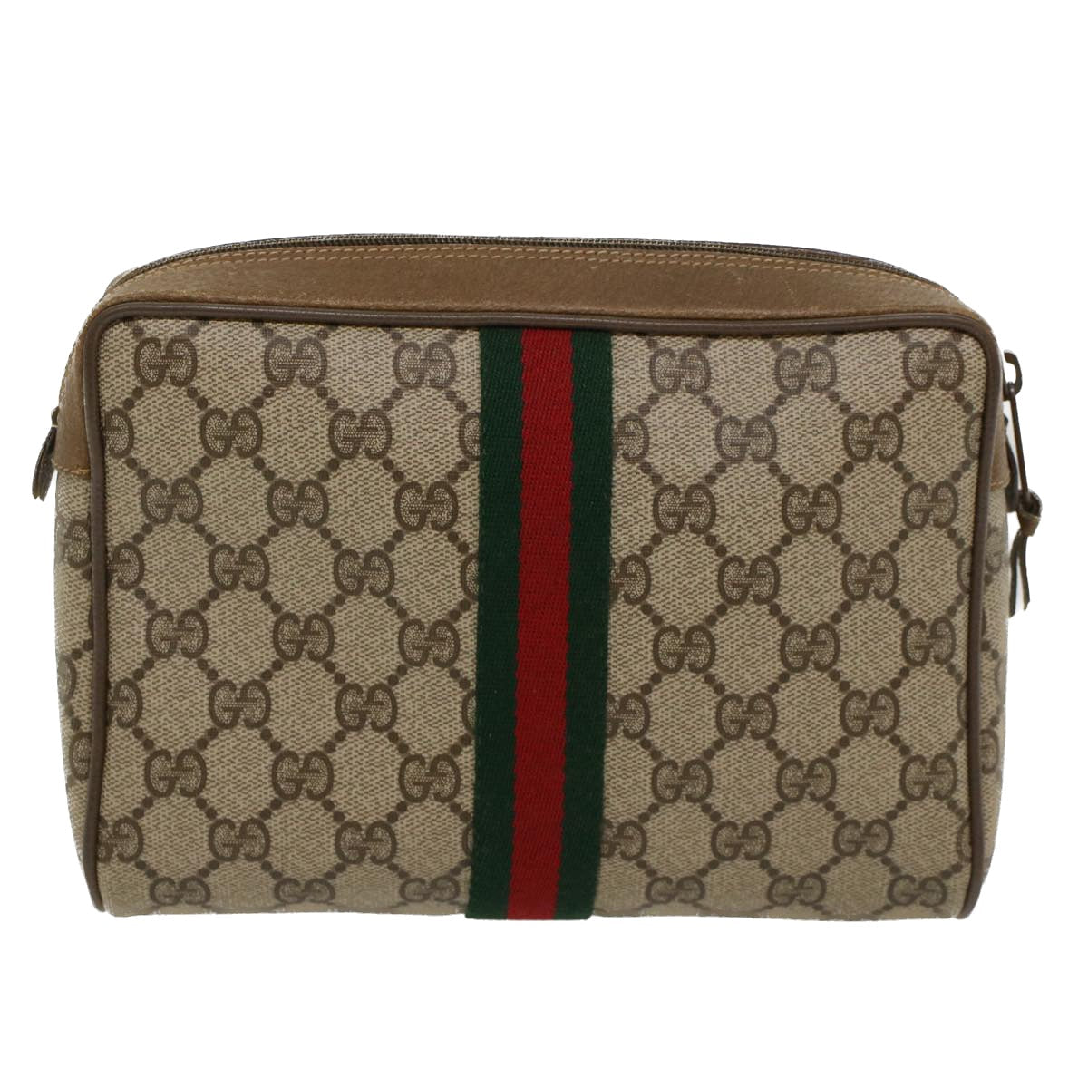 GUCCI GG Canvas Web Sherry Line Clutch Bag Beige Red Green 89 01 012 yk8427