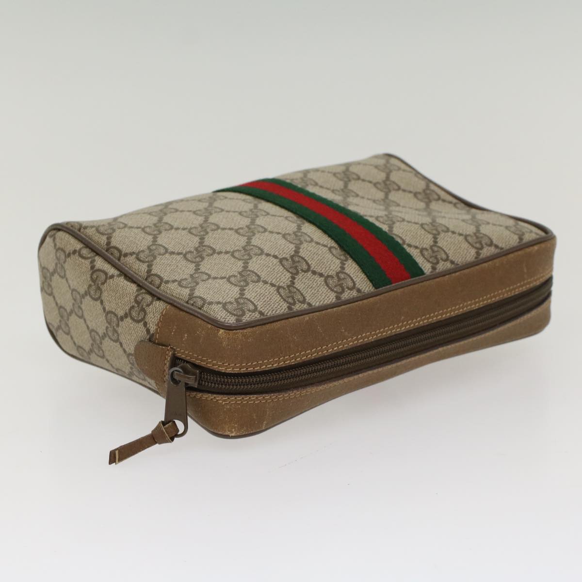 GUCCI GG Canvas Web Sherry Line Clutch Bag Beige Red Green 89 01 012 yk8427