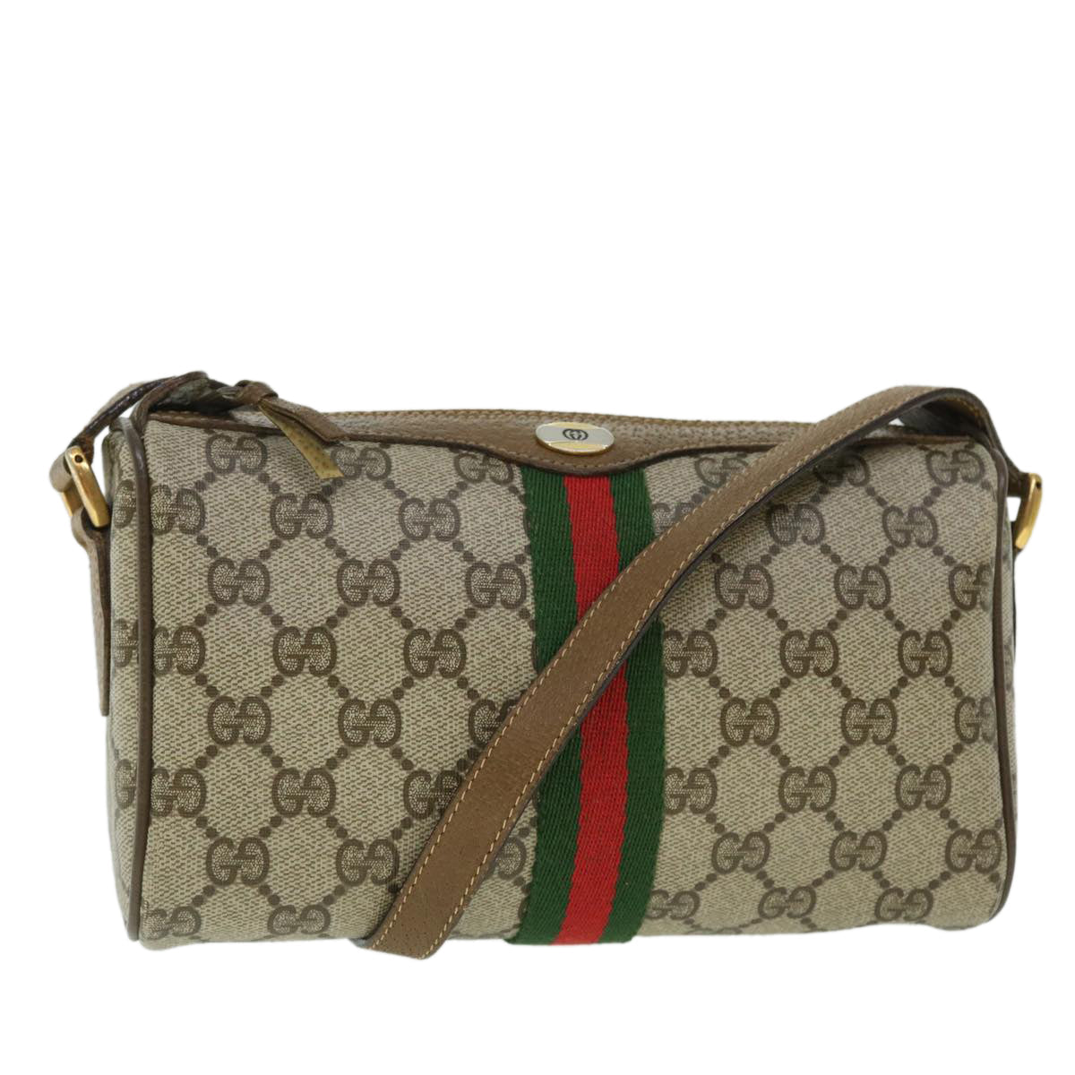GUCCI GG Canvas Web Sherry Line Shoulder Bag Beige Red 89 02 018 yk8428
