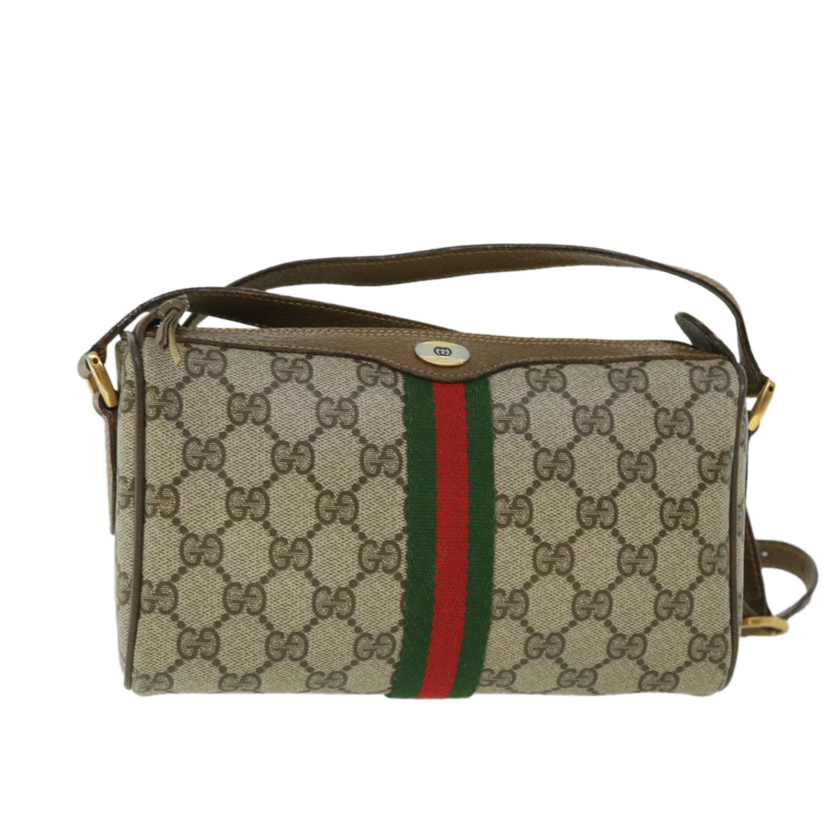 GUCCI GG Canvas Web Sherry Line Shoulder Bag Beige Red 89 02 018 yk8428