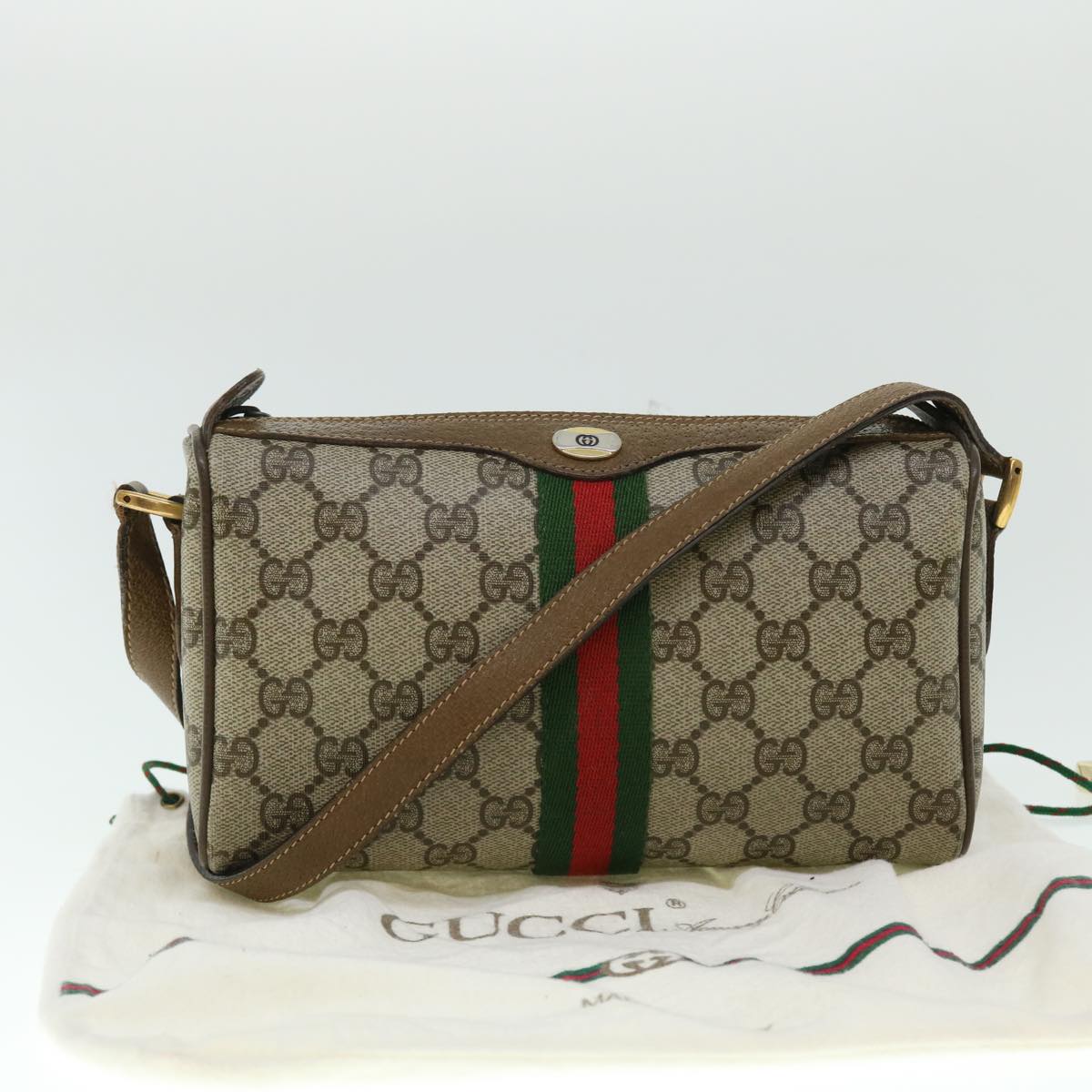 GUCCI GG Canvas Web Sherry Line Shoulder Bag Beige Red 89 02 018 yk8428