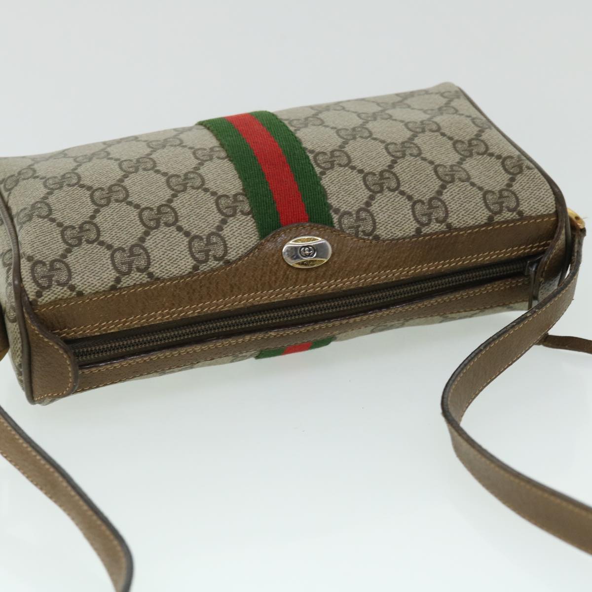 GUCCI GG Canvas Web Sherry Line Shoulder Bag Beige Red 89 02 018 yk8428