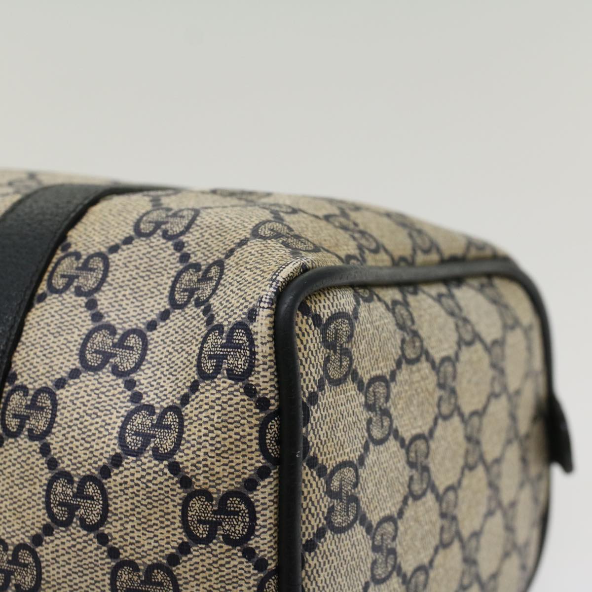 GUCCI GG Canvas Sherry Line Boston Bag PVC Leather Gray Red Navy yk8433