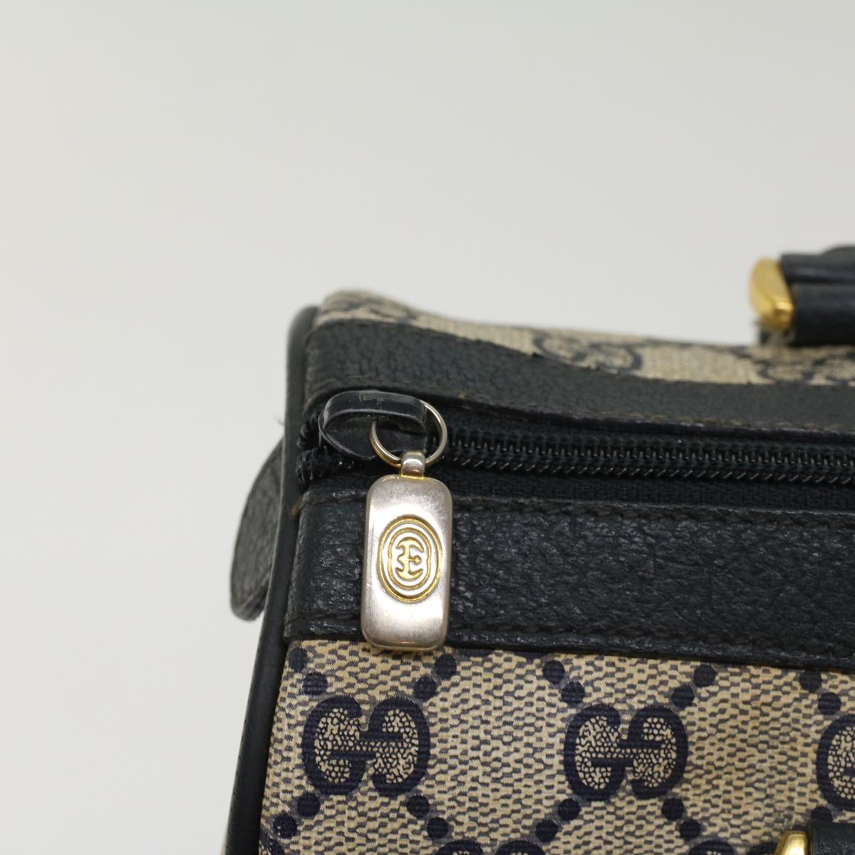 GUCCI GG Canvas Sherry Line Boston Bag PVC Leather Gray Red Navy yk8433