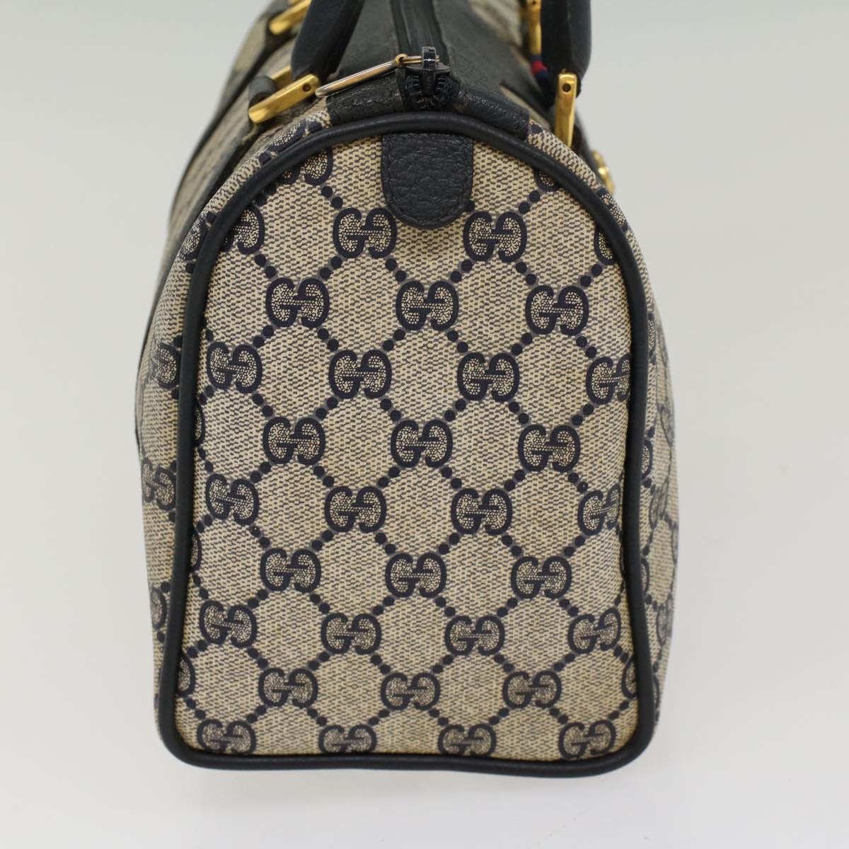 GUCCI GG Canvas Sherry Line Boston Bag PVC Leather Gray Red Navy yk8433