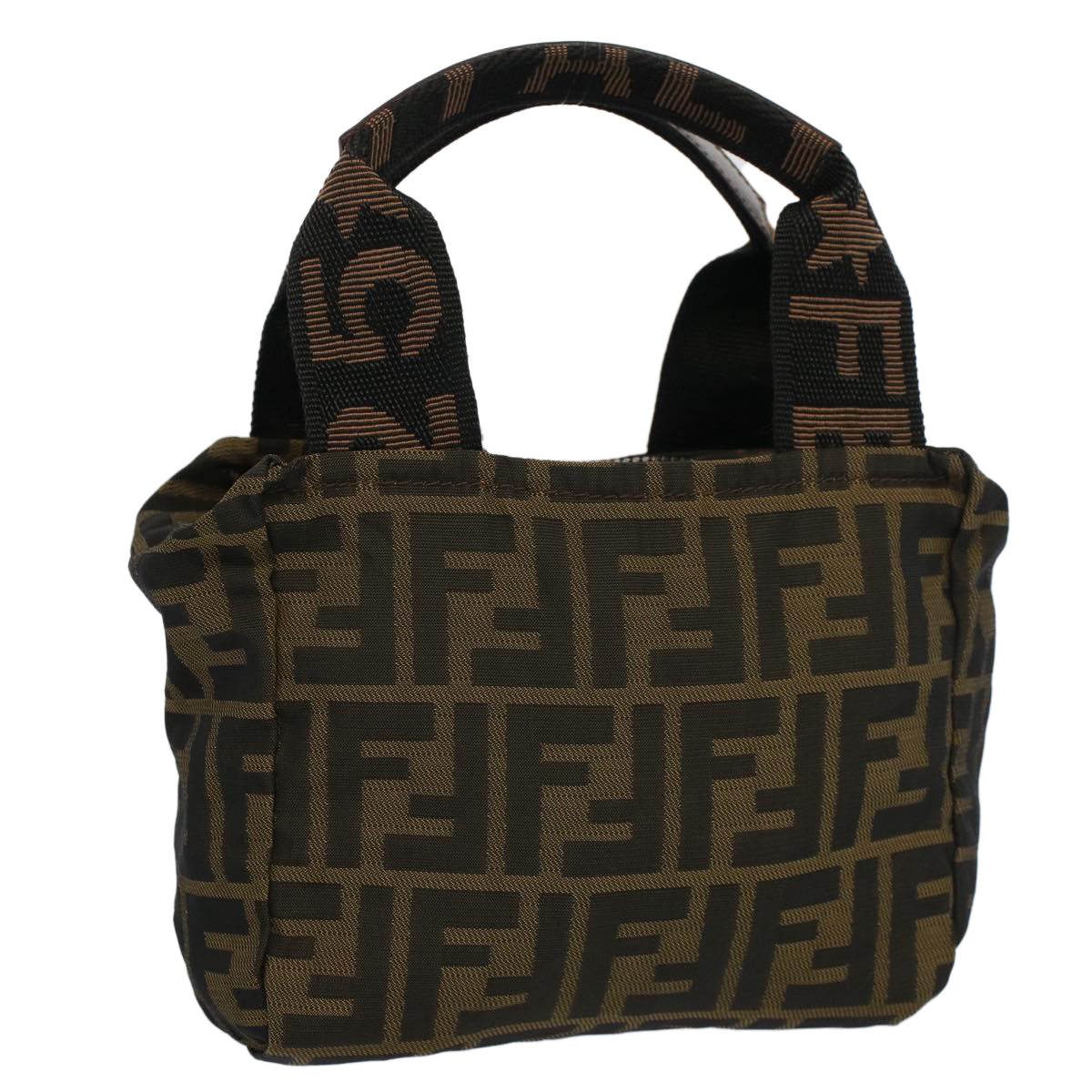 FENDI Zucca Canvas Hand Bag Brown Black yk8449