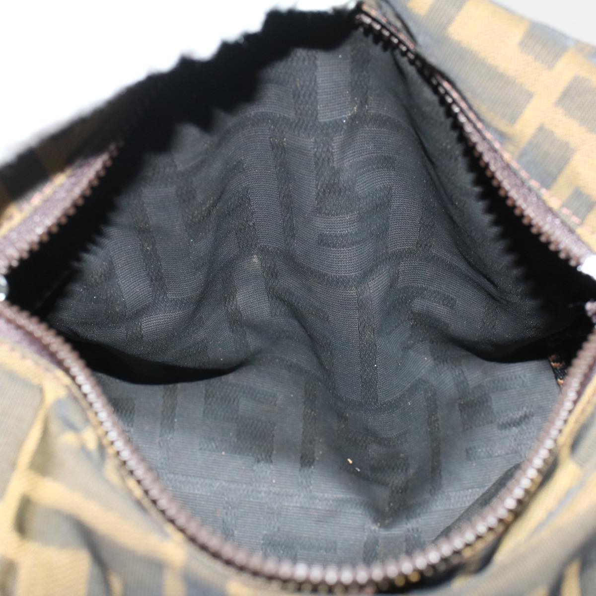 FENDI Zucca Canvas Hand Bag Brown Black yk8449