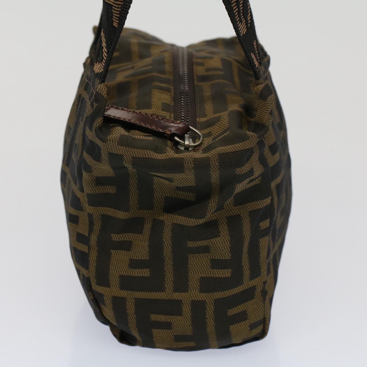 FENDI Zucca Canvas Hand Bag Brown Black yk8449