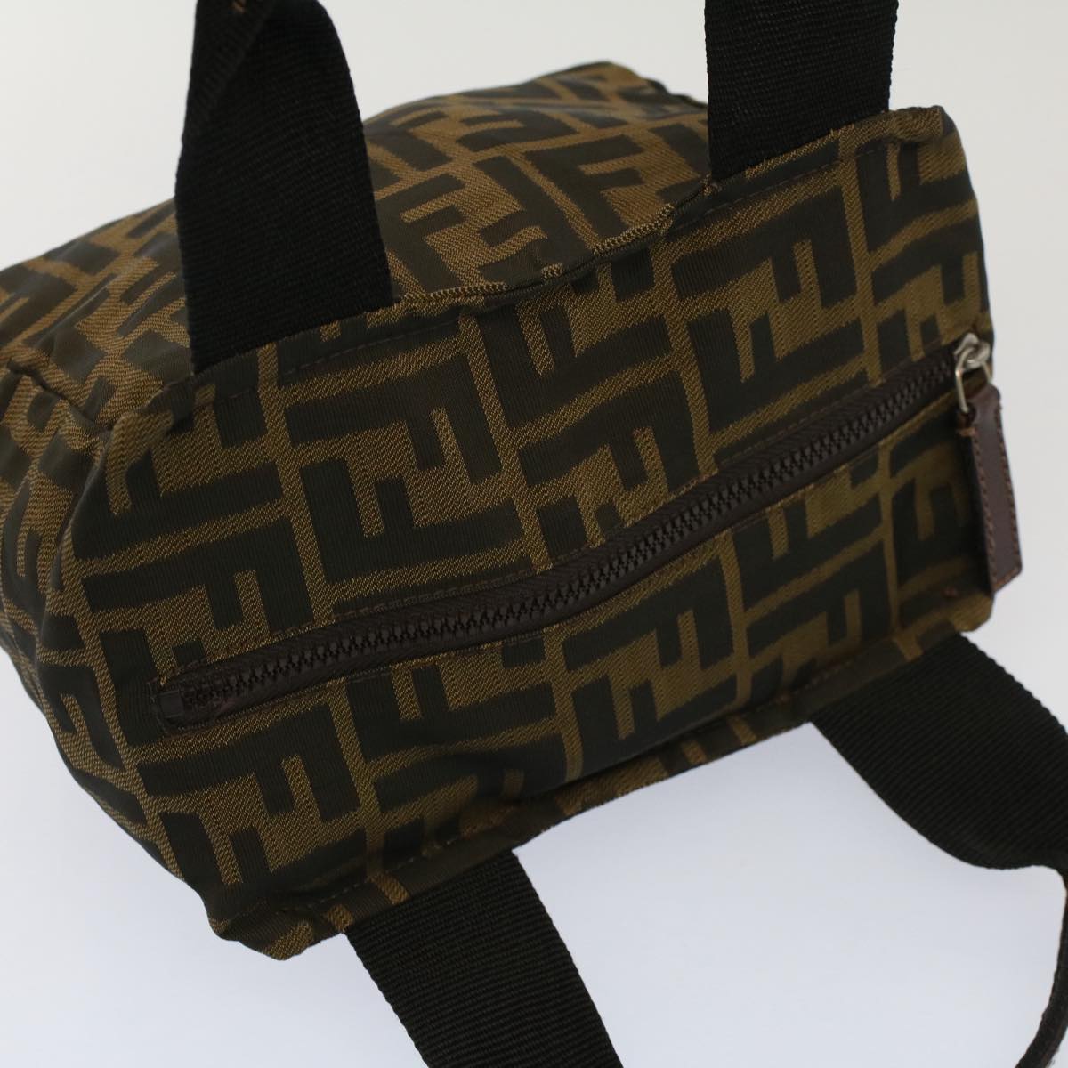 FENDI Zucca Canvas Hand Bag Brown Black yk8449