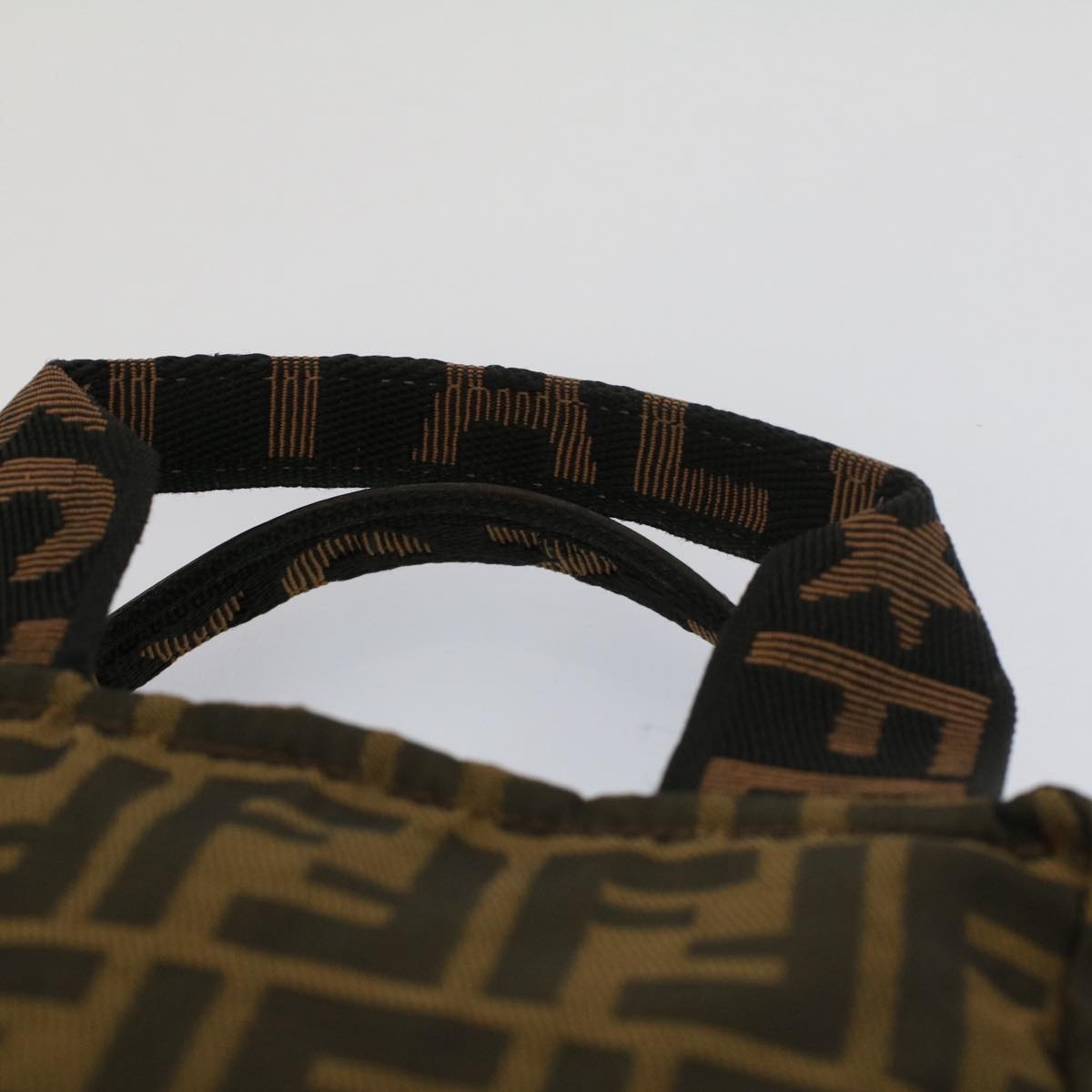 FENDI Zucca Canvas Hand Bag Brown Black yk8449