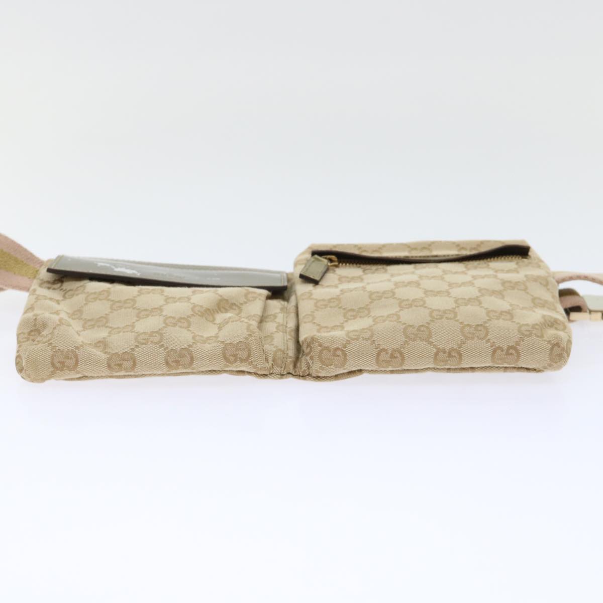 GUCCI GG Canvas Sherry Line Waist bag Beige Gold pink 28566 yk8454