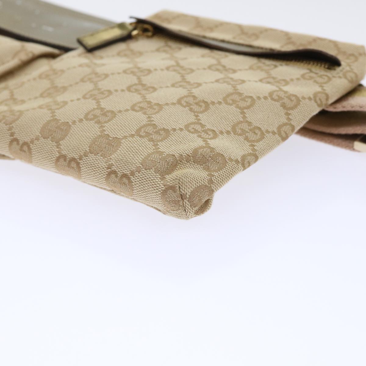 GUCCI GG Canvas Sherry Line Waist bag Beige Gold pink 28566 yk8454