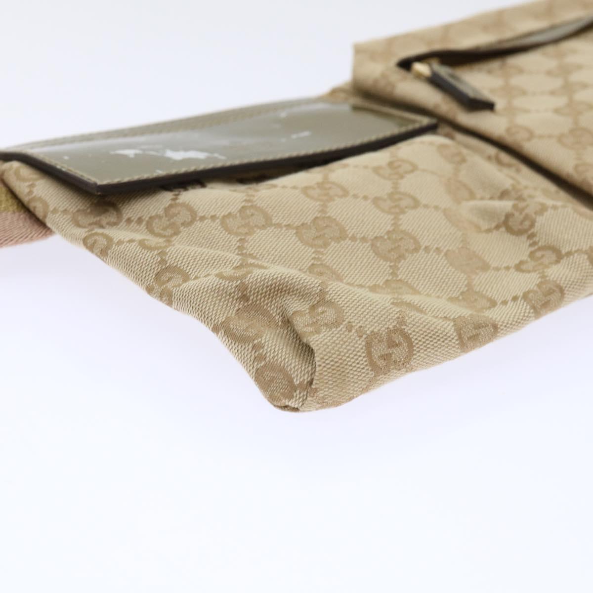GUCCI GG Canvas Sherry Line Waist bag Beige Gold pink 28566 yk8454