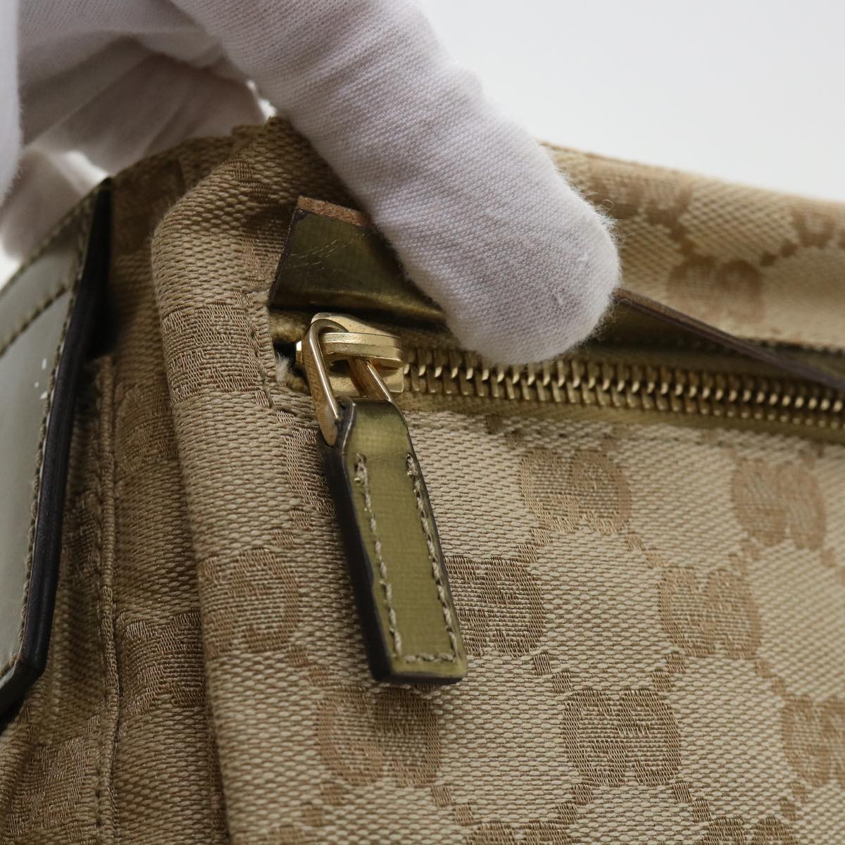 GUCCI GG Canvas Sherry Line Waist bag Beige Gold pink 28566 yk8454