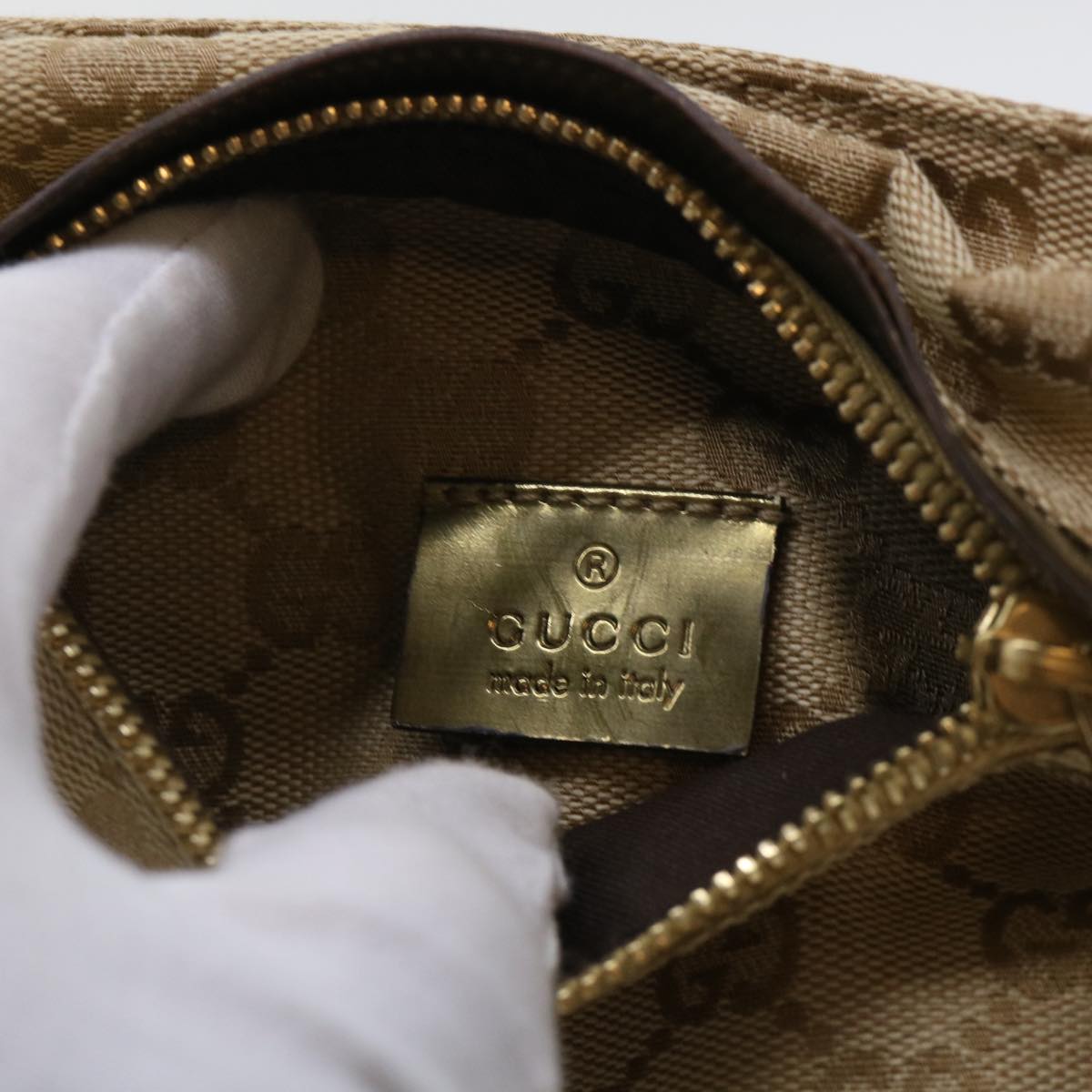 GUCCI GG Canvas Sherry Line Waist bag Beige Gold pink 28566 yk8454