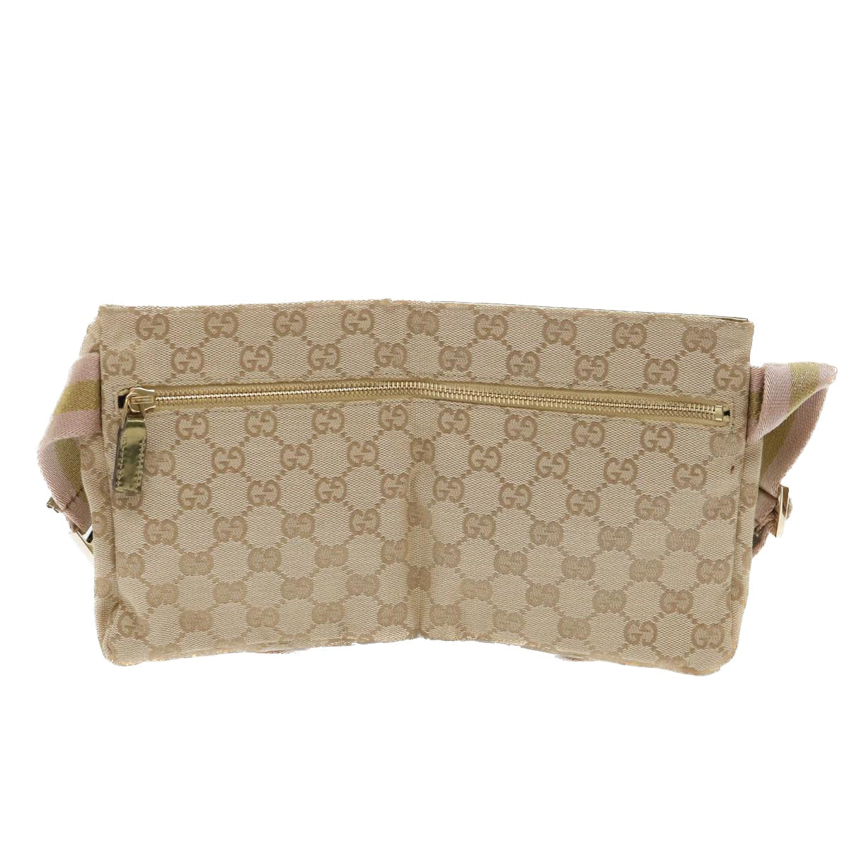 GUCCI GG Canvas Sherry Line Waist bag Beige Gold pink 28566 yk8454