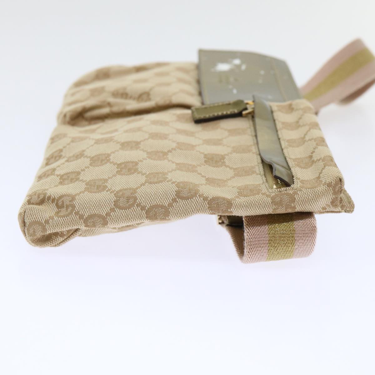 GUCCI GG Canvas Sherry Line Waist bag Beige Gold pink 28566 yk8454