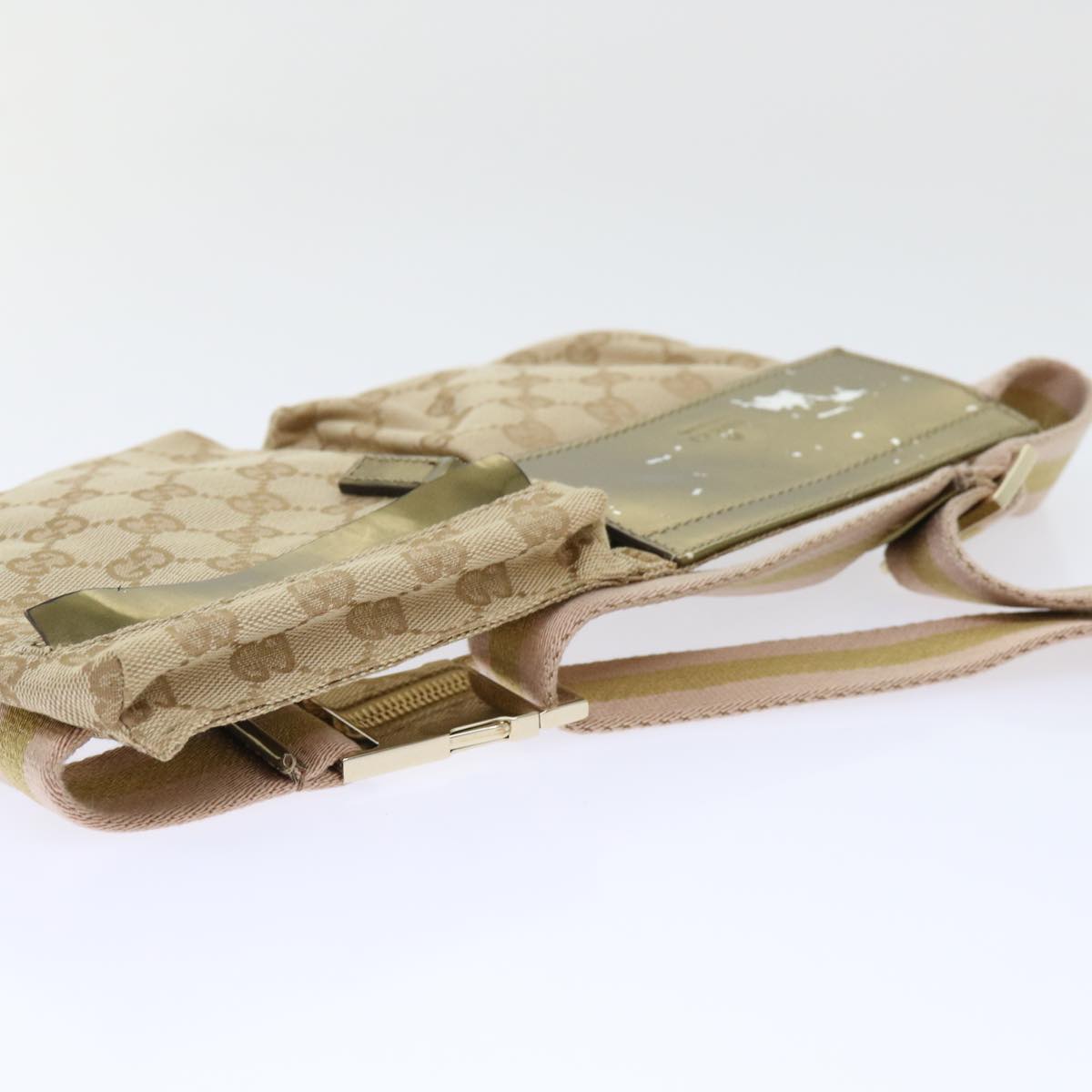 GUCCI GG Canvas Sherry Line Waist bag Beige Gold pink 28566 yk8454
