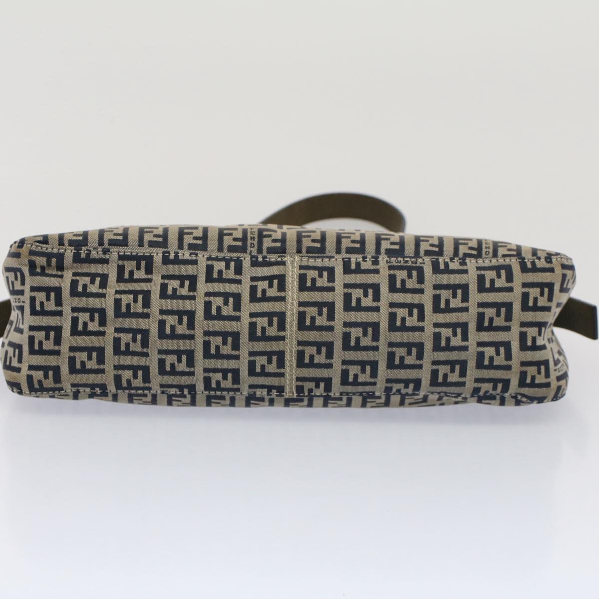 FENDI Zucchino Canvas Mamma Baguette Shoulder Bag Gray Navy yk8484