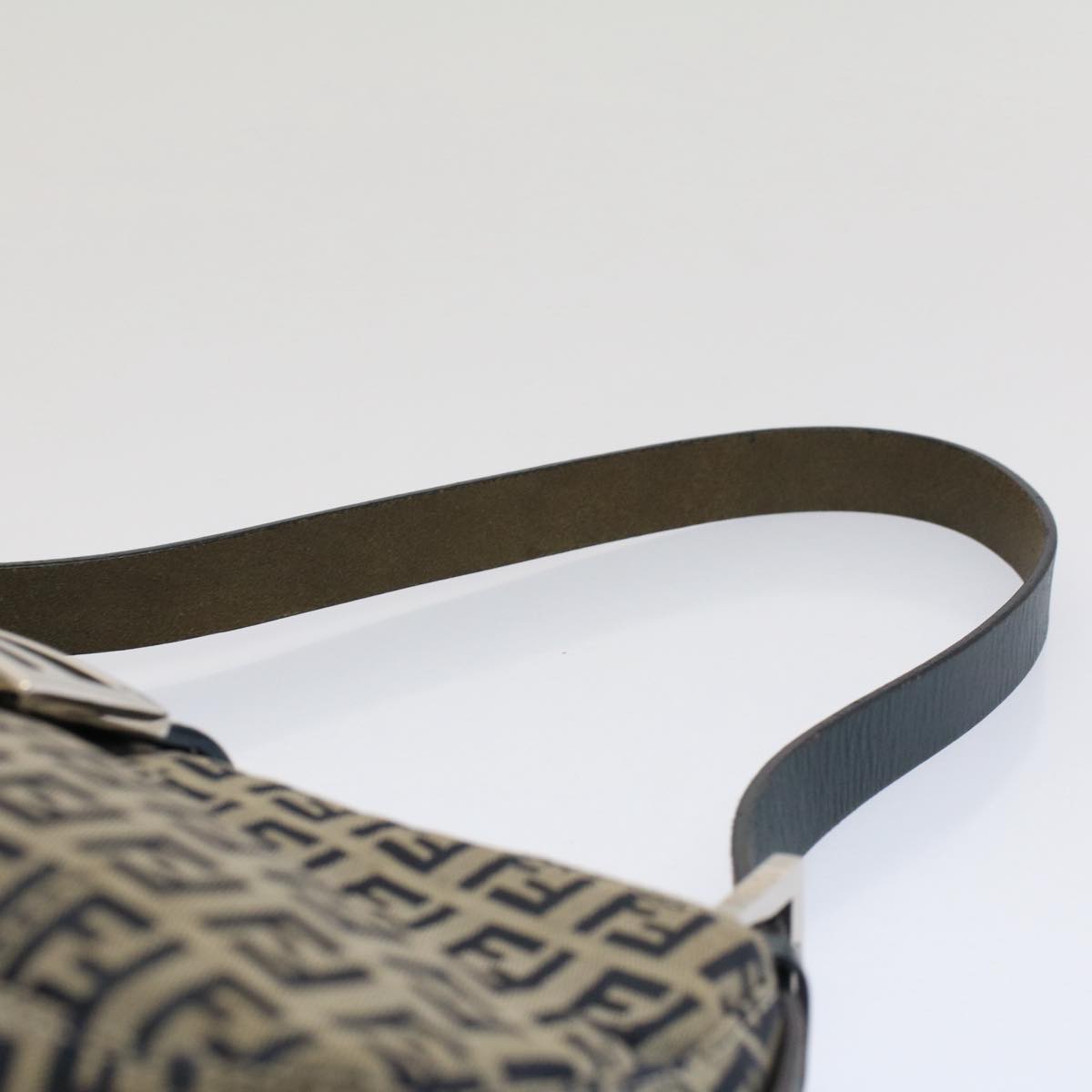 FENDI Zucchino Canvas Mamma Baguette Shoulder Bag Gray Navy yk8484