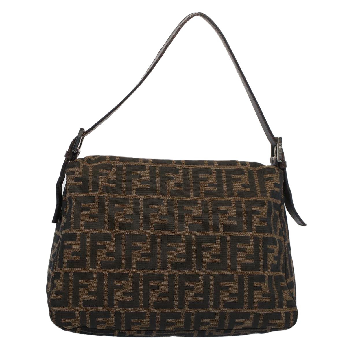 FENDI Zucca Canvas Mamma Baguette Shoulder Bag Brown Black yk8485