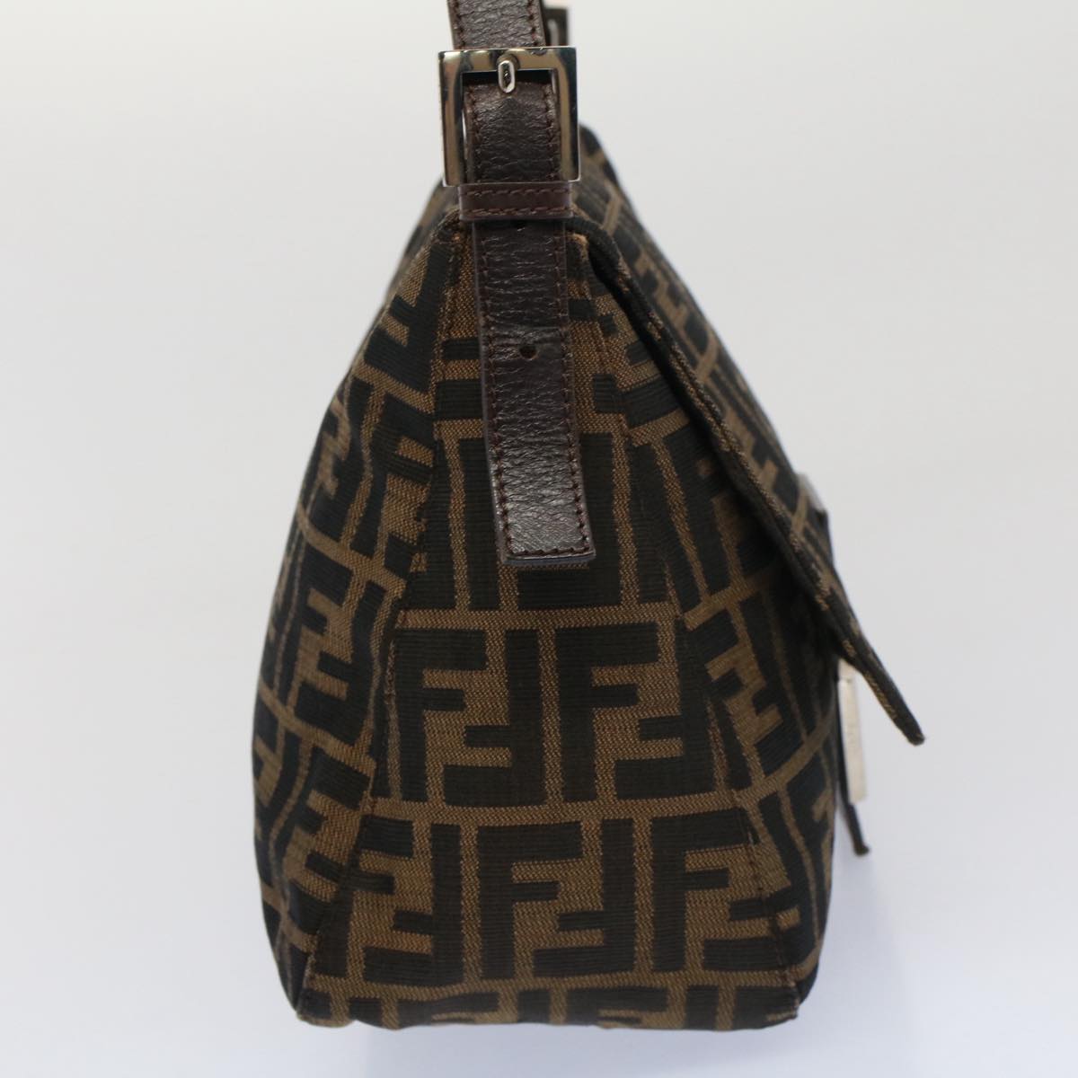 FENDI Zucca Canvas Mamma Baguette Shoulder Bag Brown Black yk8485