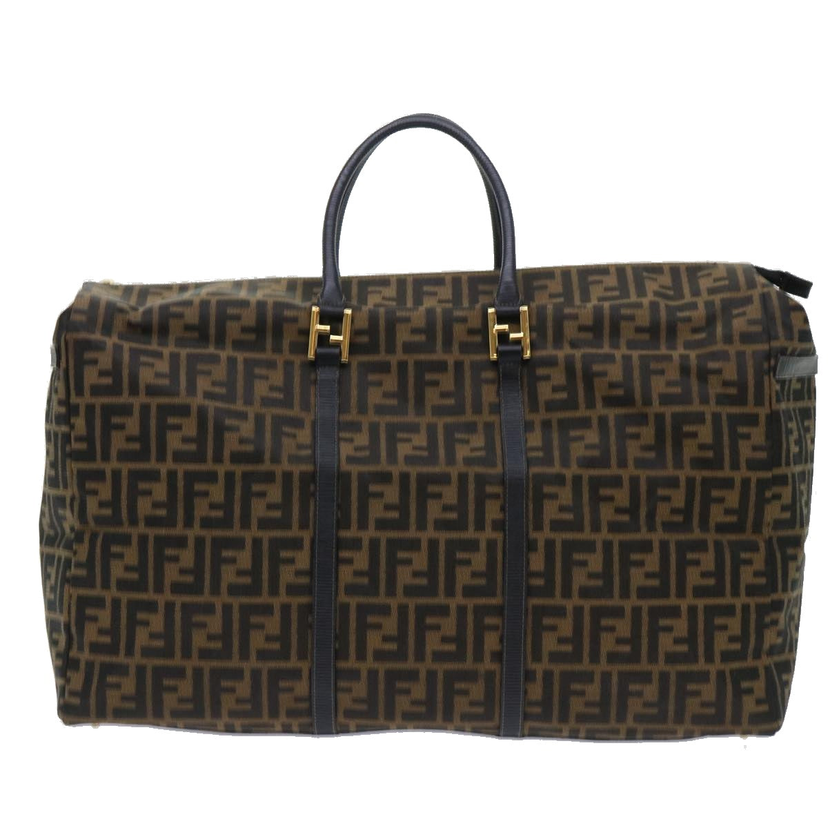 FENDI Zucca Canvas Boston Bag Brown Black yk8493