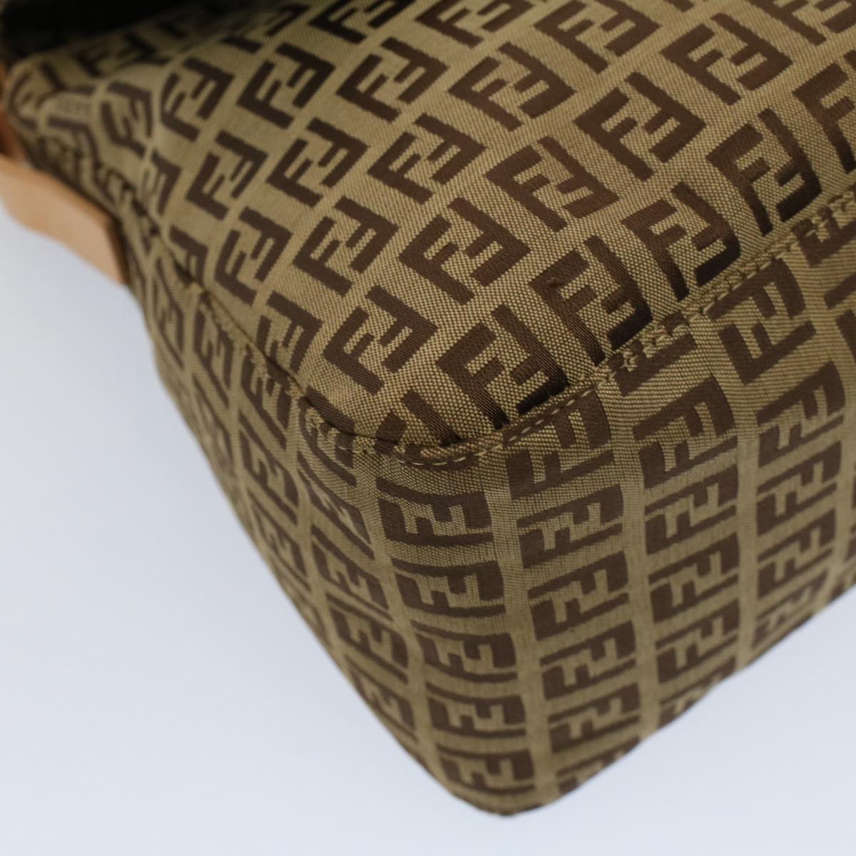 FENDI Zucchino Canvas Mamma Baguette Shoulder Bag Beige yk8498