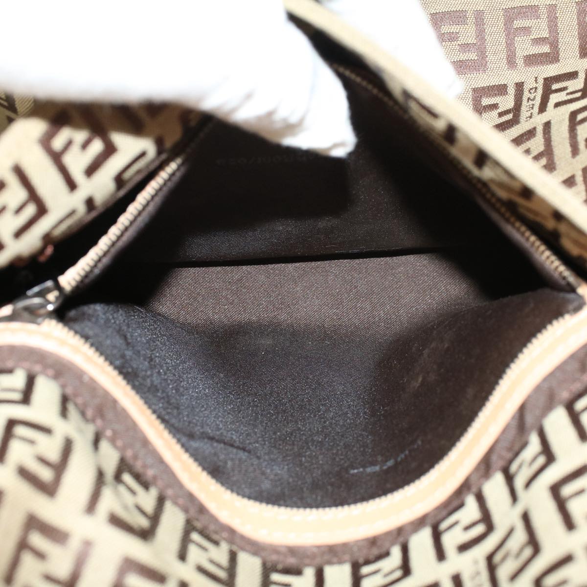 FENDI Zucchino Canvas Mamma Baguette Shoulder Bag Beige yk8498