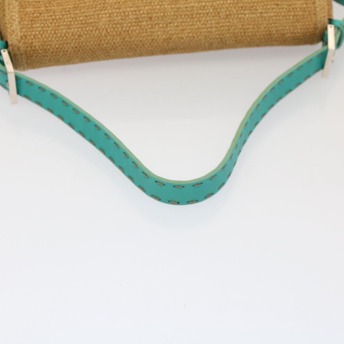 FENDI Celeria Mamma Baguette Shoulder Bag Straw Raffia Beige yk8499