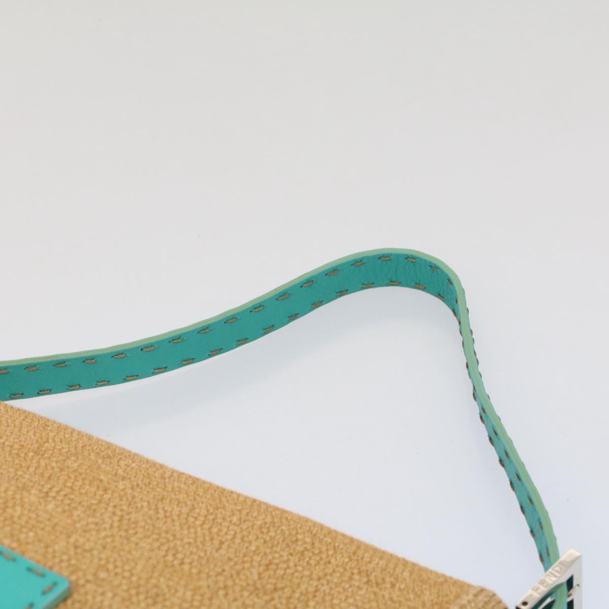 FENDI Celeria Mamma Baguette Shoulder Bag Straw Raffia Beige yk8499