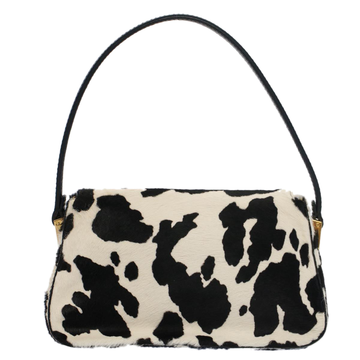 FENDI Cow Pattern Mini Mamma Baguette Bag Harako leather Black White yk8500